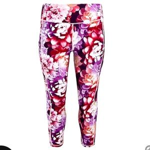 Purple Floral Wicking Active Strappy Legging